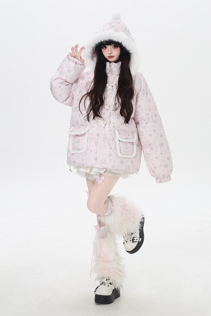 スノーフレークラビットフードジャケット