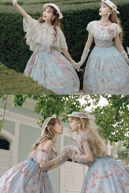 Vilandry Garden Off-Shoulder Dress + Jumper Skirt + Cape