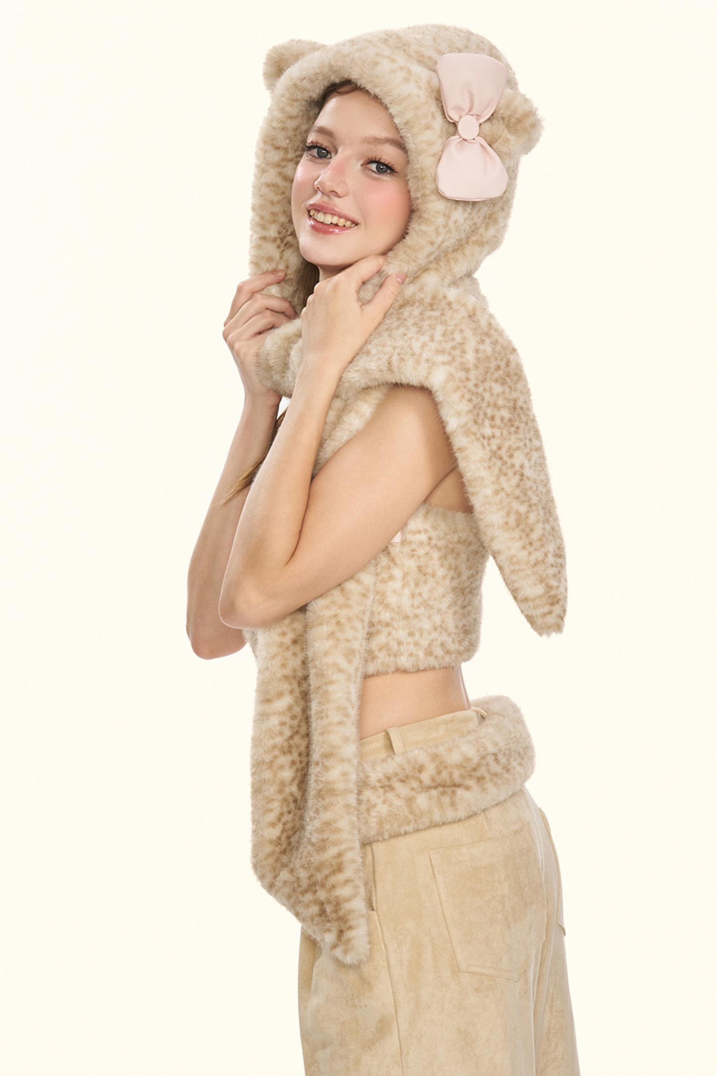 リトルミルクレオパードトップス+パンツ+ハット+ベルト