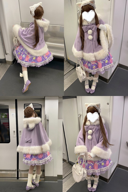 【12月18日予約締切】猫耳ファーフーディーケープコート