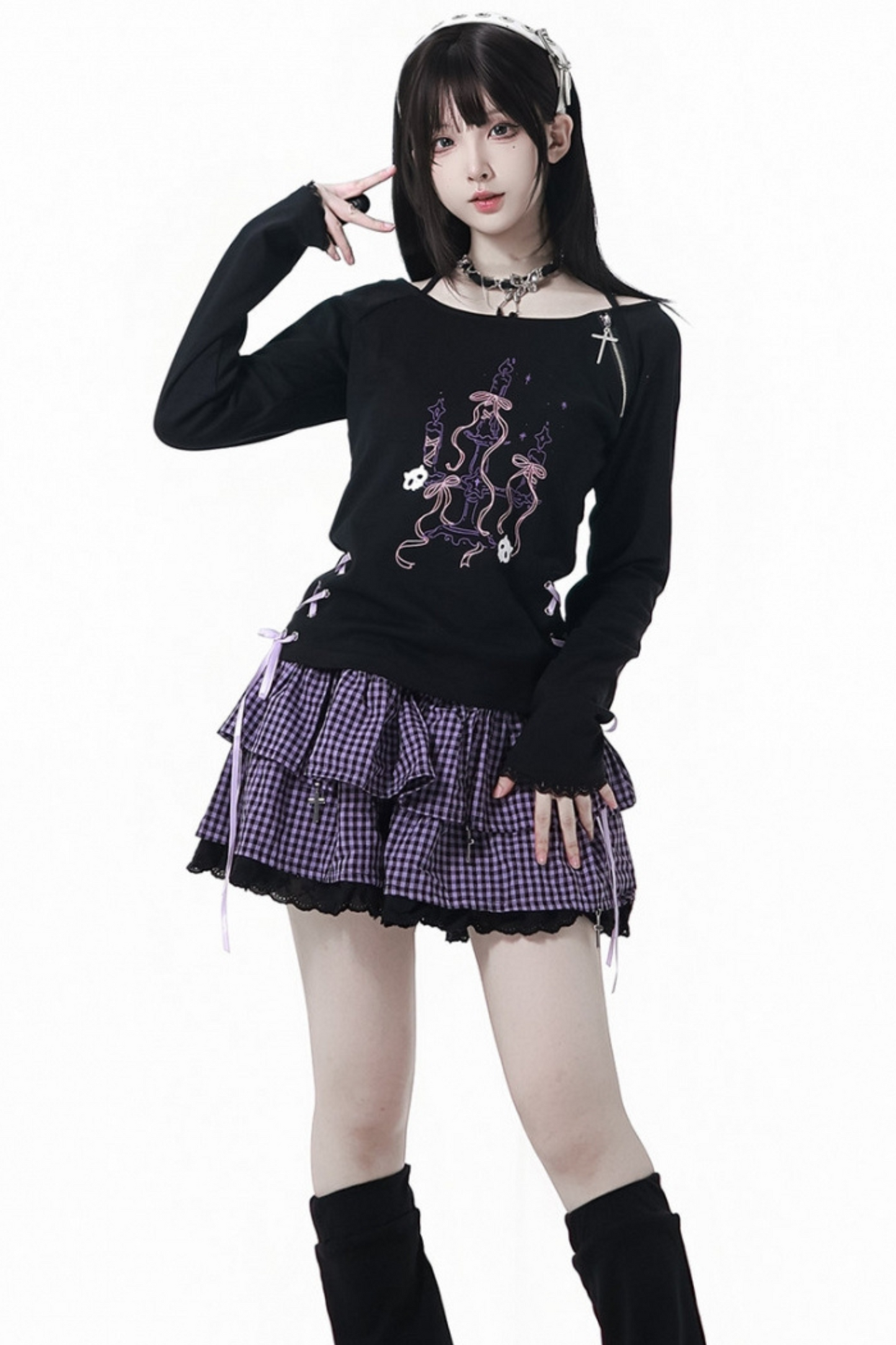 Academy Purple Hooded Sweatshirt + Top + Skirt + Pants + Leg Covers