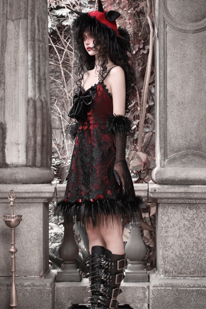 ダークゴシックスリムスリップドレス