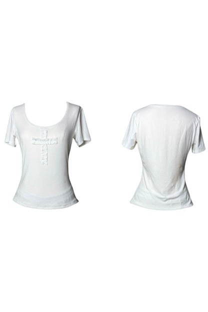 Gothic-Stil Kreuz-T-Shirt + Kreuzkragen + Kürbishose