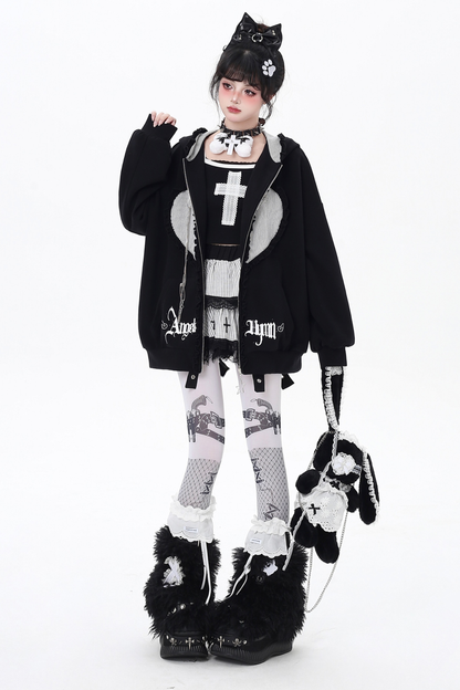 Love Heart Bunny Hooded Loose Hoodie