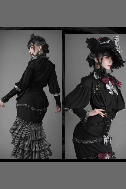 [Reservation product] Oriana retrovintage gothic elegant shirt + fish tail skirt