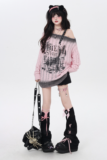 ダークグラデーションオフショルダートップス