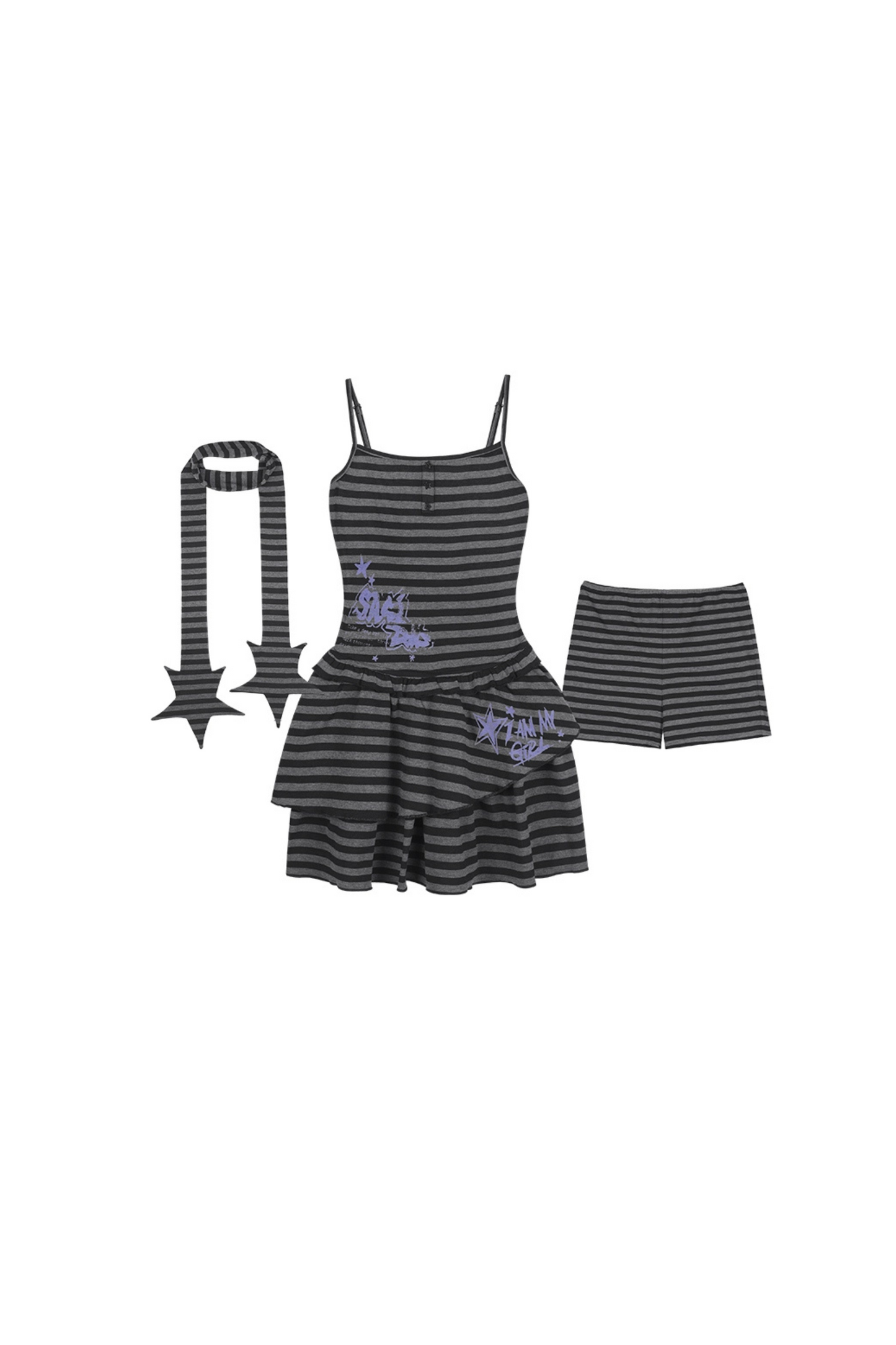 Striped Scrunchie Three-Piece Set