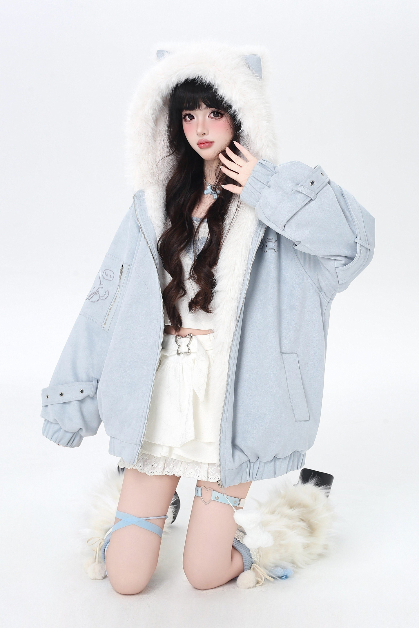 Cat Ear Hood Fur Jacket