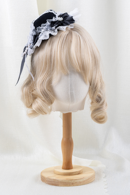 エレガントロリータボンネット+ヘアバンド+リボンクリップ+ハットクリップ+スリーブ