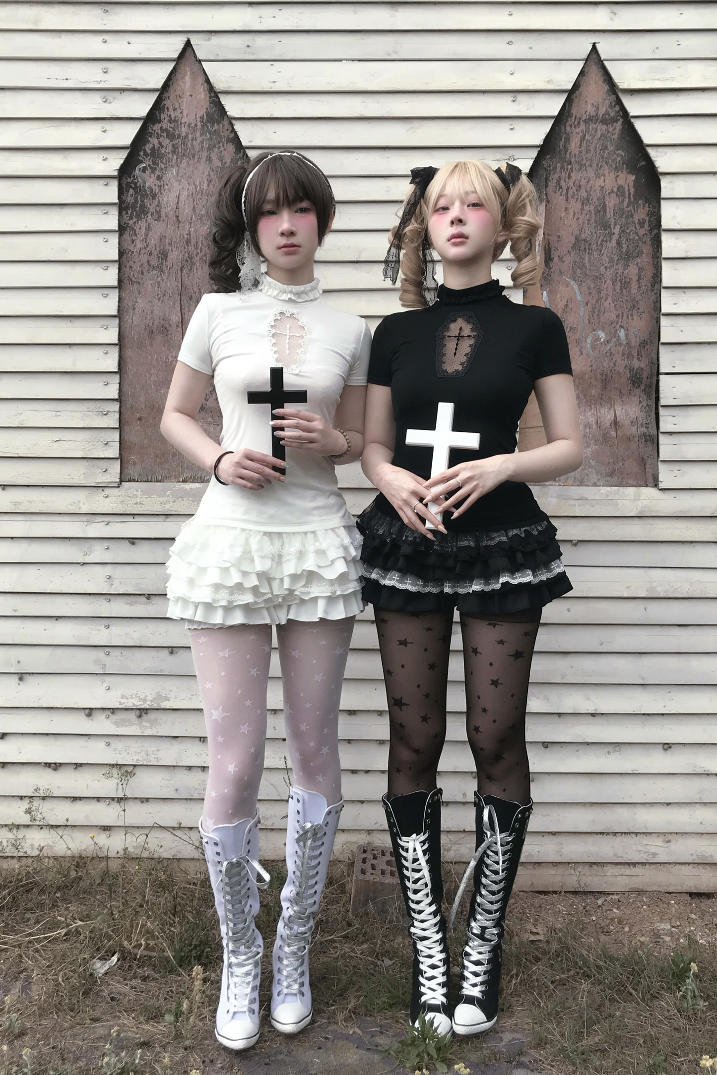 Cross Stitch Gothic Girl Top + Ruffle Pumpkin Pants