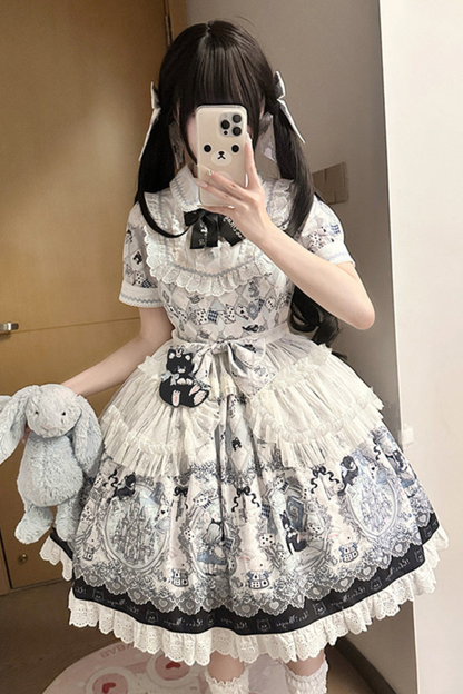 Rabbit Hole Alice Lolita Dress + JSK + Cat Hairband + Headband + Hat + Clip + Bonnet