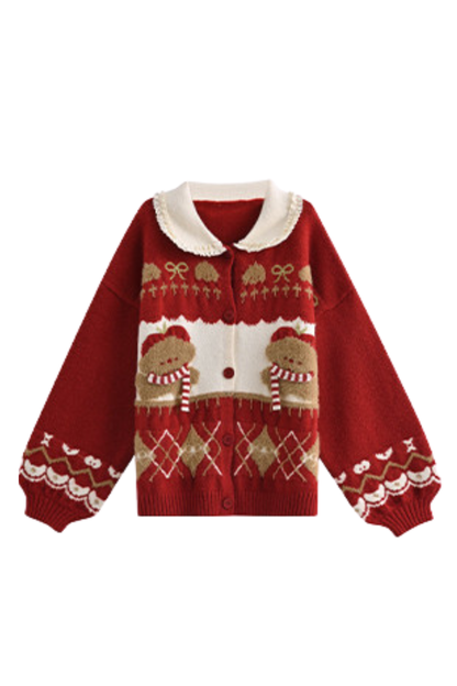 アニマルニットポロセーター+カーディガン