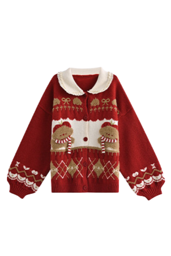 アニマルニットポロセーター+カーディガン