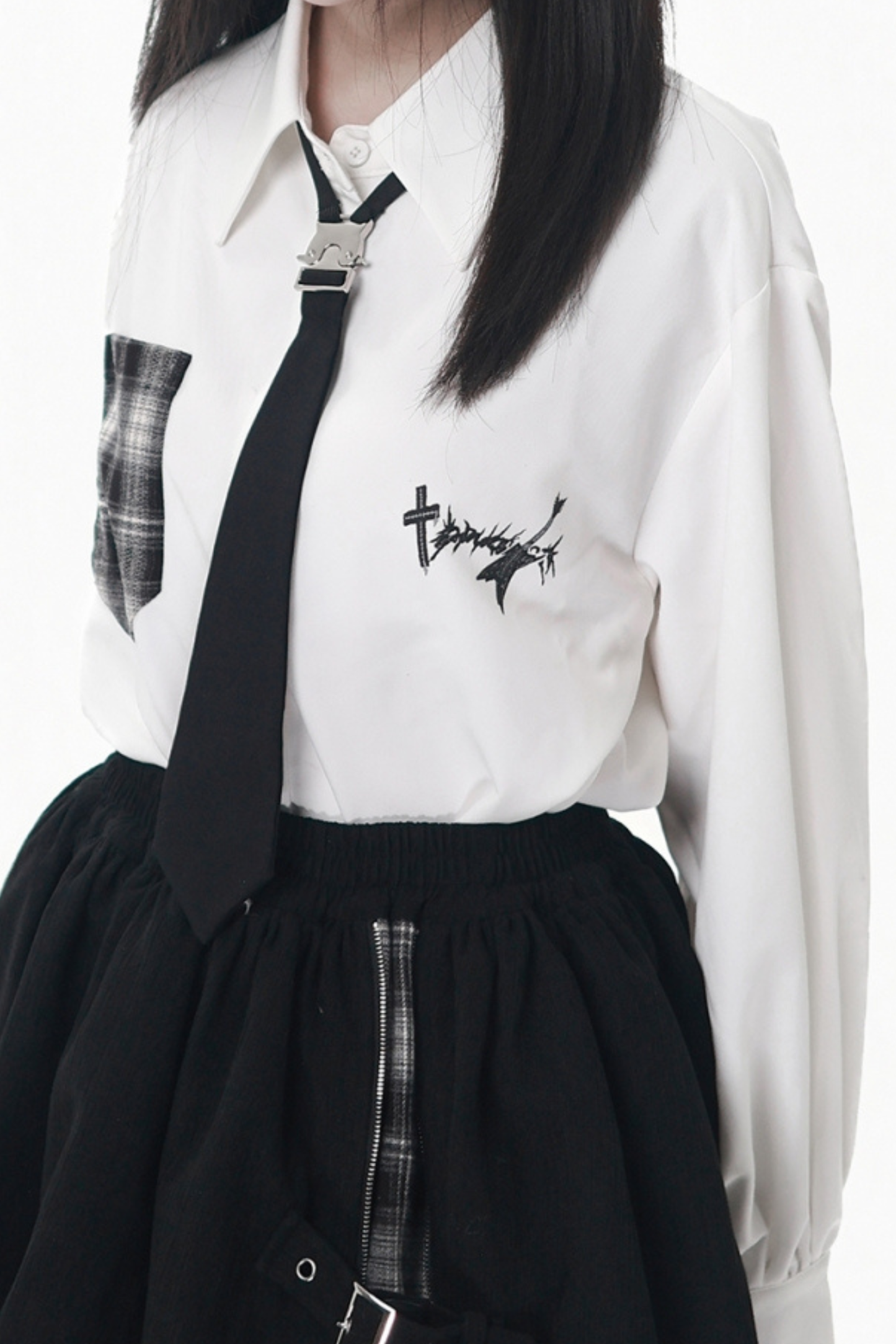 モードダークジャケット+シャツ+ロングスカート+ショートスカート