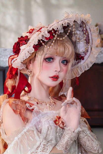 スイートロリータフラワーハット+ネックレス