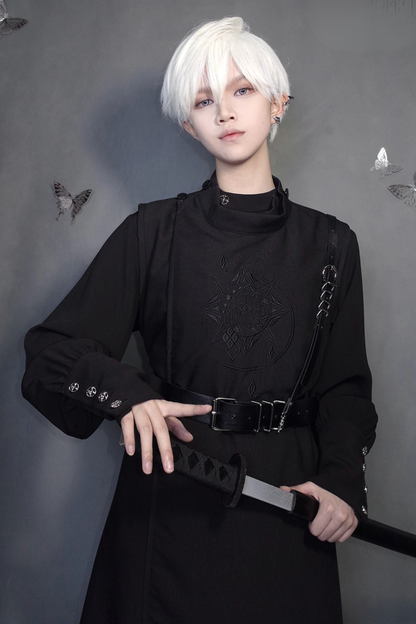 レトロモードスタンドカラーブラウス