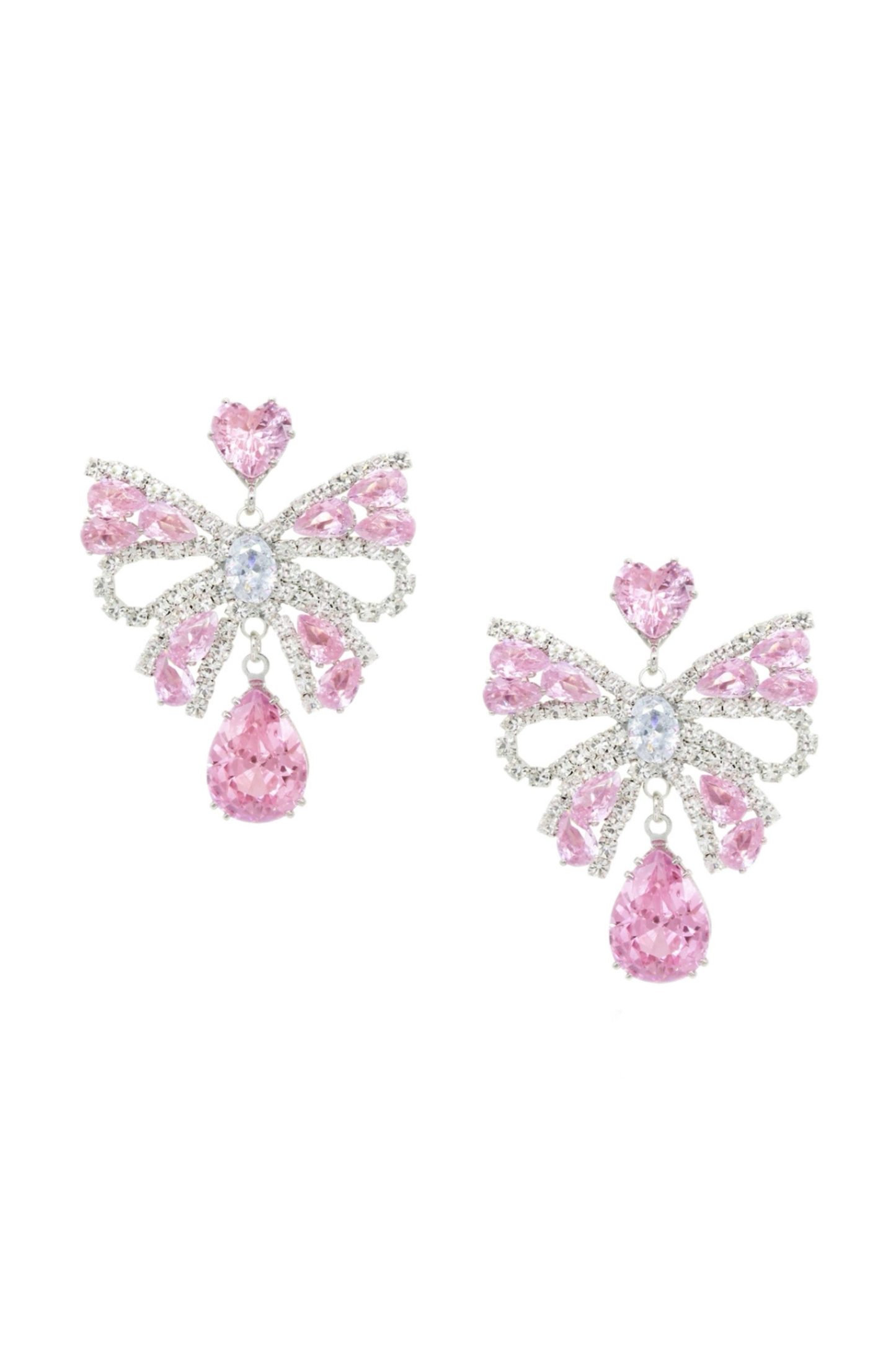 Sweet Love Pink Ribbon Earrings + Feather Hair Clips