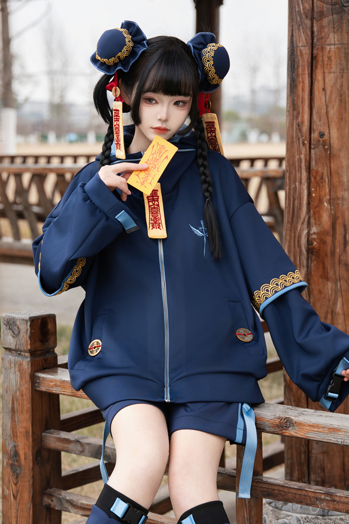 リトルゾンビコスプレフードパーカー+ハーフパンツ+レッグウォーマー