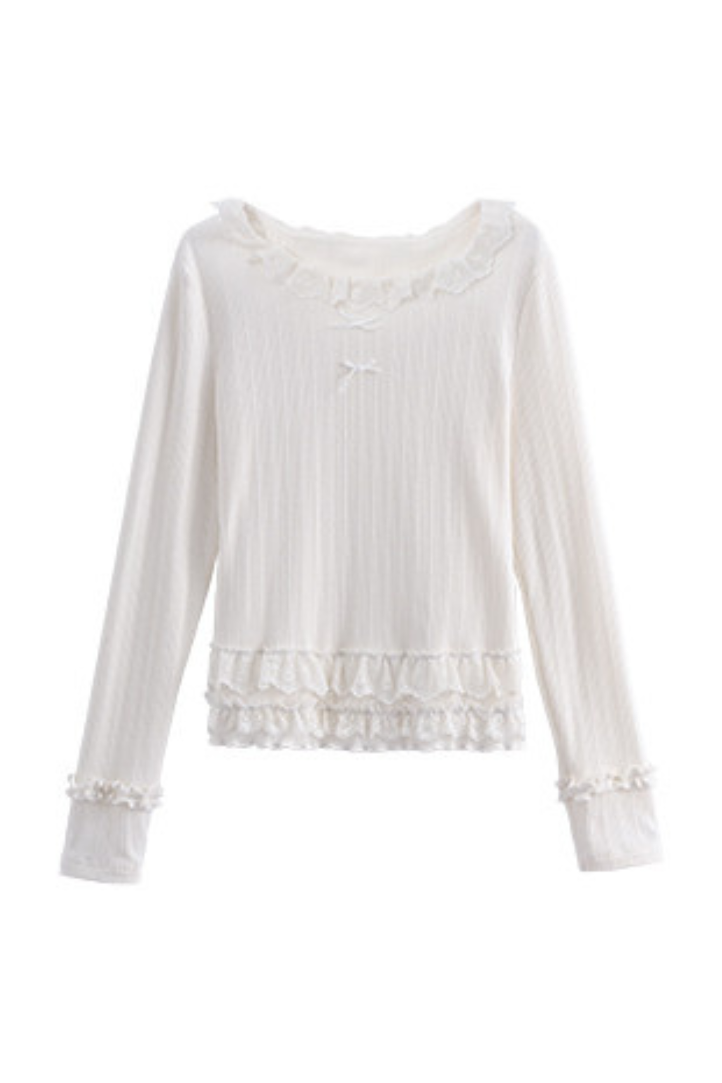 リボンフリルトリムトップス