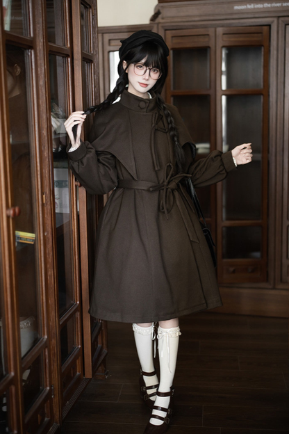 Baker Street Cloak Coat + Striped Dress + Pumpkin Pants + Hat