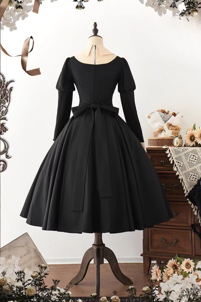 [Reservation deadline on November 22] Dark Elegant Classical Ribbon Long Dress