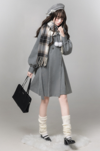 スイートフレアコート+スカート+シャツ+ベレー帽