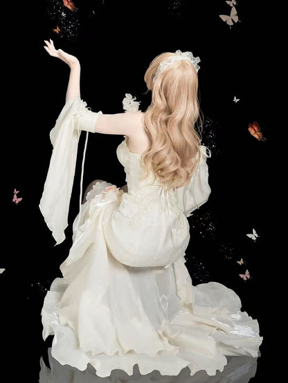 Amour Rose Bianca White and Blue Mermaid Dress Set