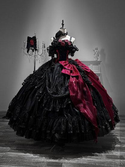 [Pre-order] Gothic Rose Wedding Lolita Gorgeous Tiered Corset JKS Dress