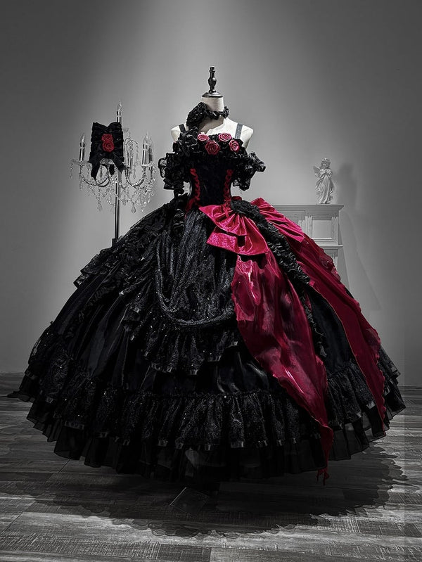[Pre-order] Gothic Rose Wedding Lolita Gorgeous Tiered Corset JKS Dress