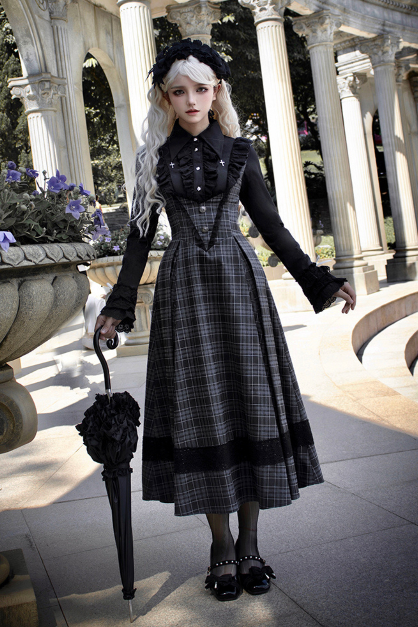 [Reservation product] Gothic School Balloon Volume Skirt+Frill Shirt+Elegant Show