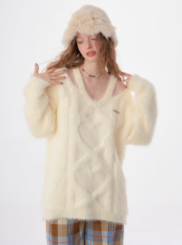 オーバーサイズスイートケーブルニット