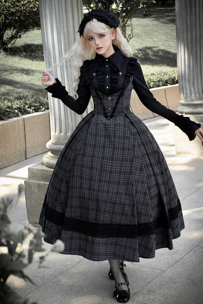 [Reservation product] Gothic School Balloon Volume Skirt+Frill Shirt+Elegant Show