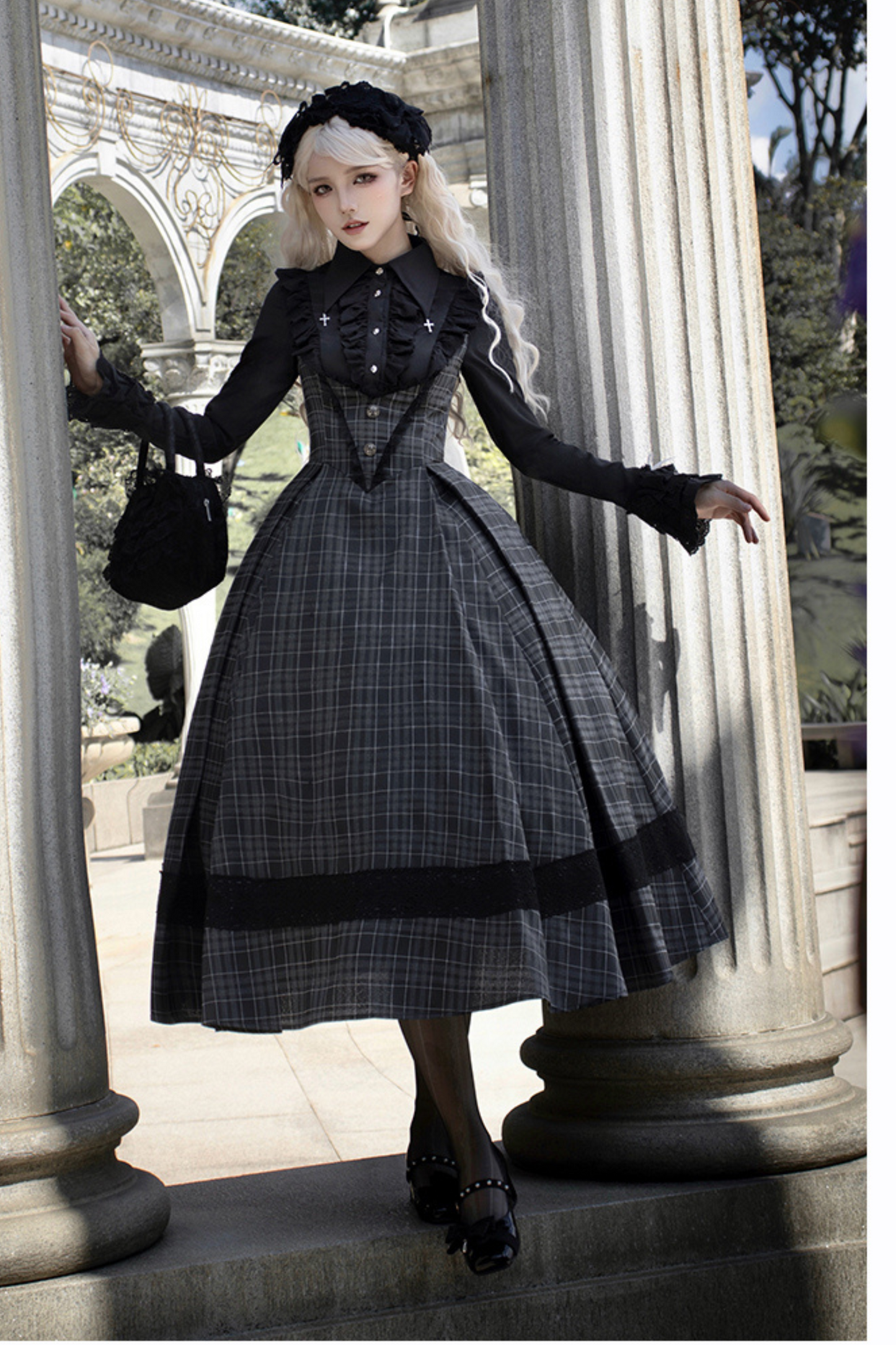 [Reservation product] Gothic School Balloon Volume Skirt+Frill Shirt+Elegant Show