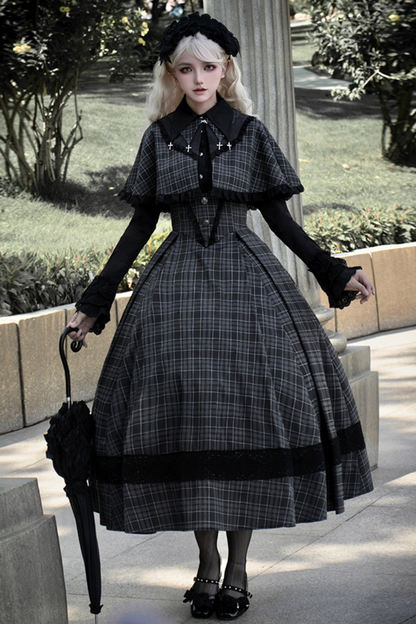 [Reservation product] Gothic School Balloon Volume Skirt+Frill Shirt+Elegant Show