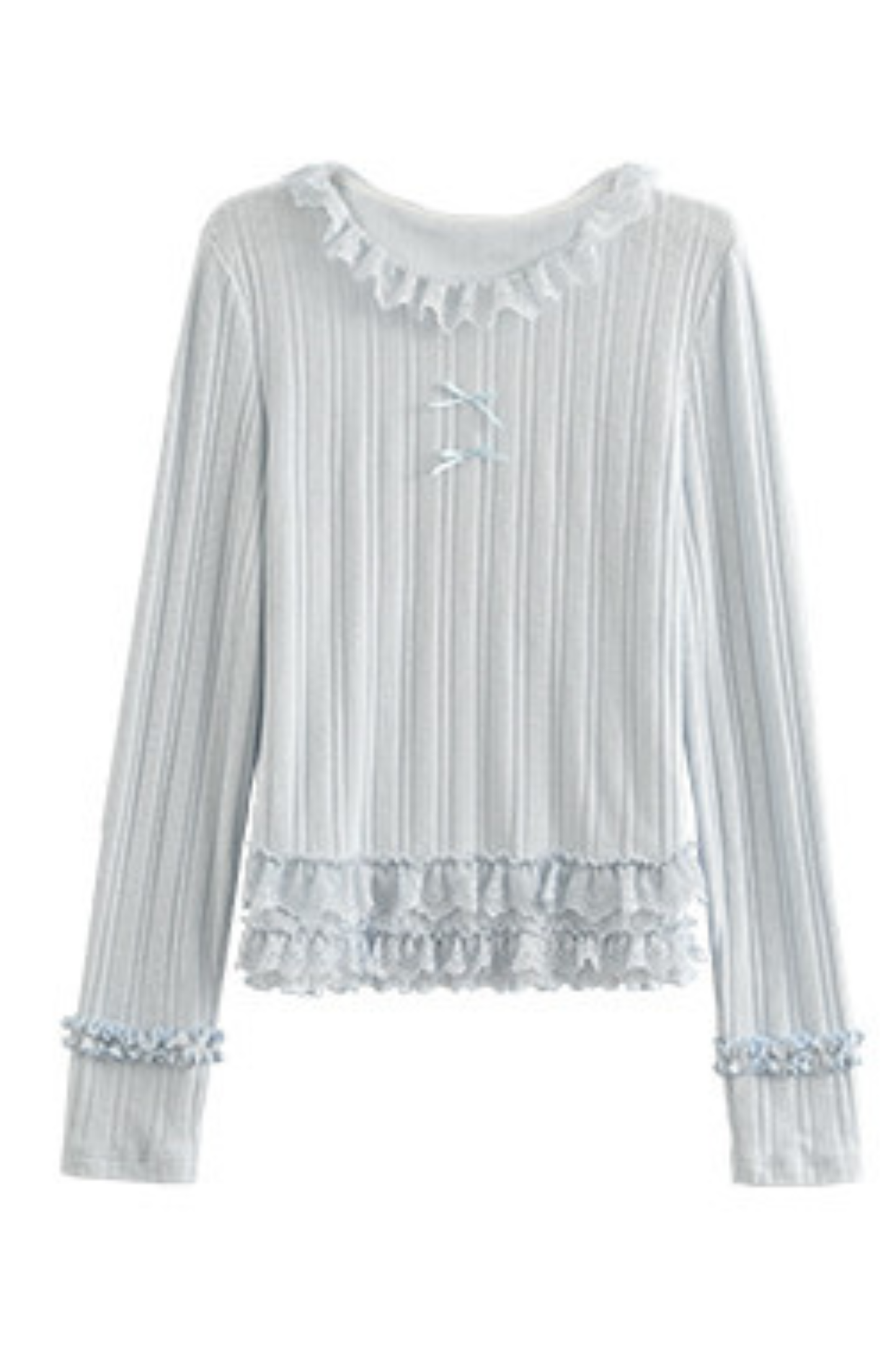 リボンフリルトリムトップス