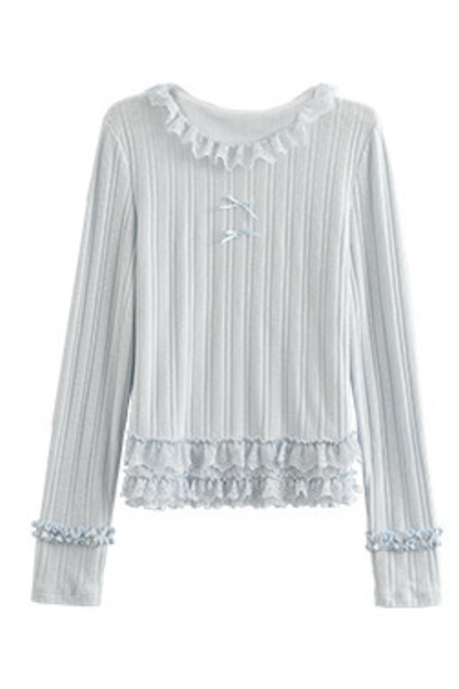 リボンフリルトリムトップス