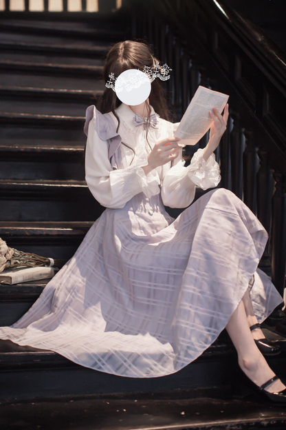 Retro sweet ruffle skirt + shirt + ribbon