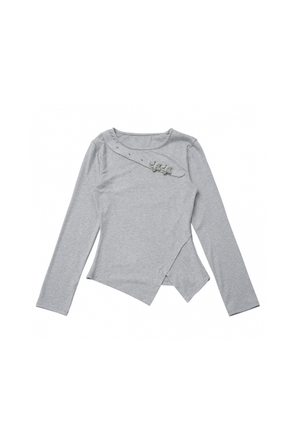 Slit Long Sleeve Tops