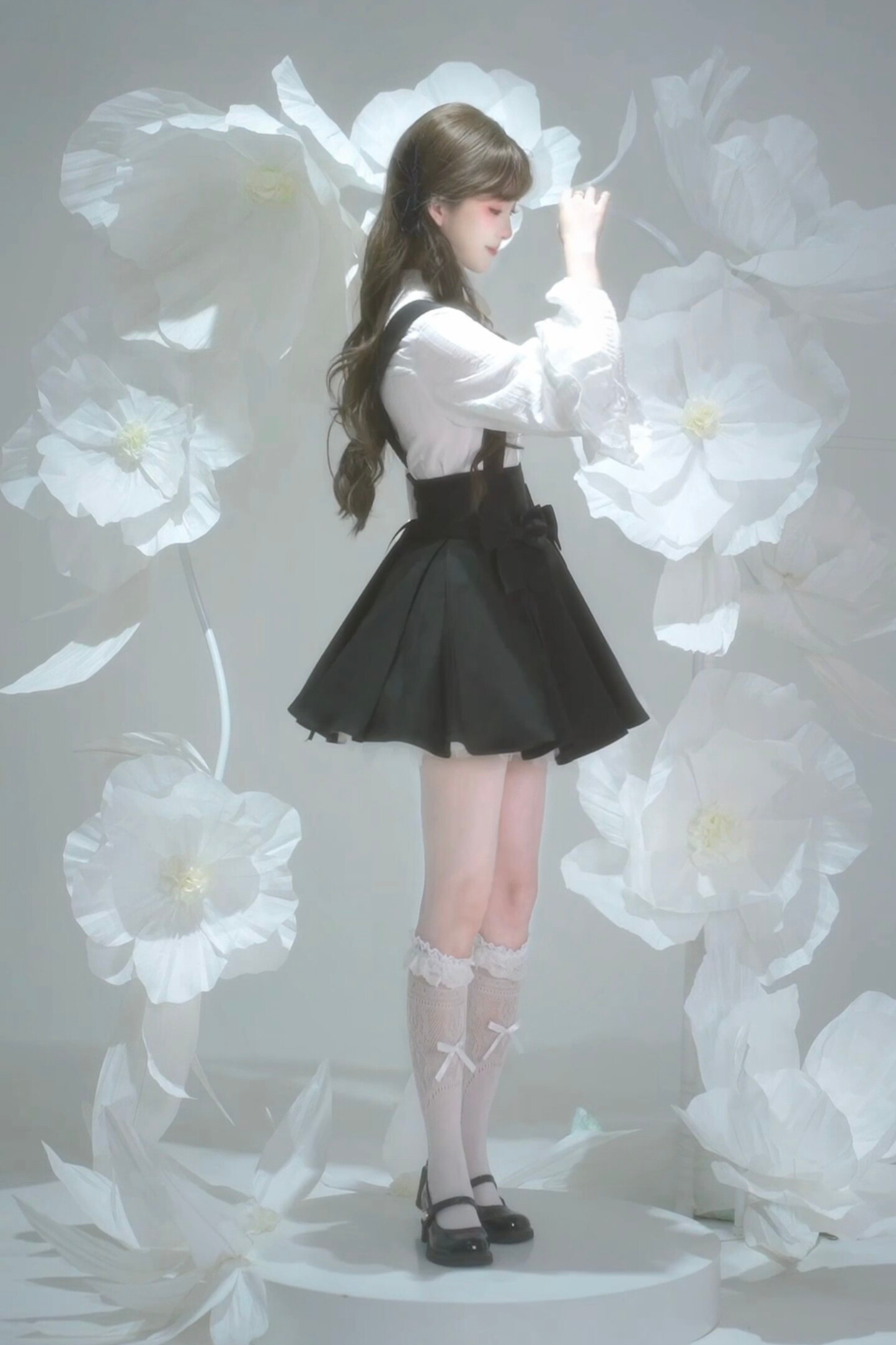 Retro Lace Shirt + Suspender Skirt