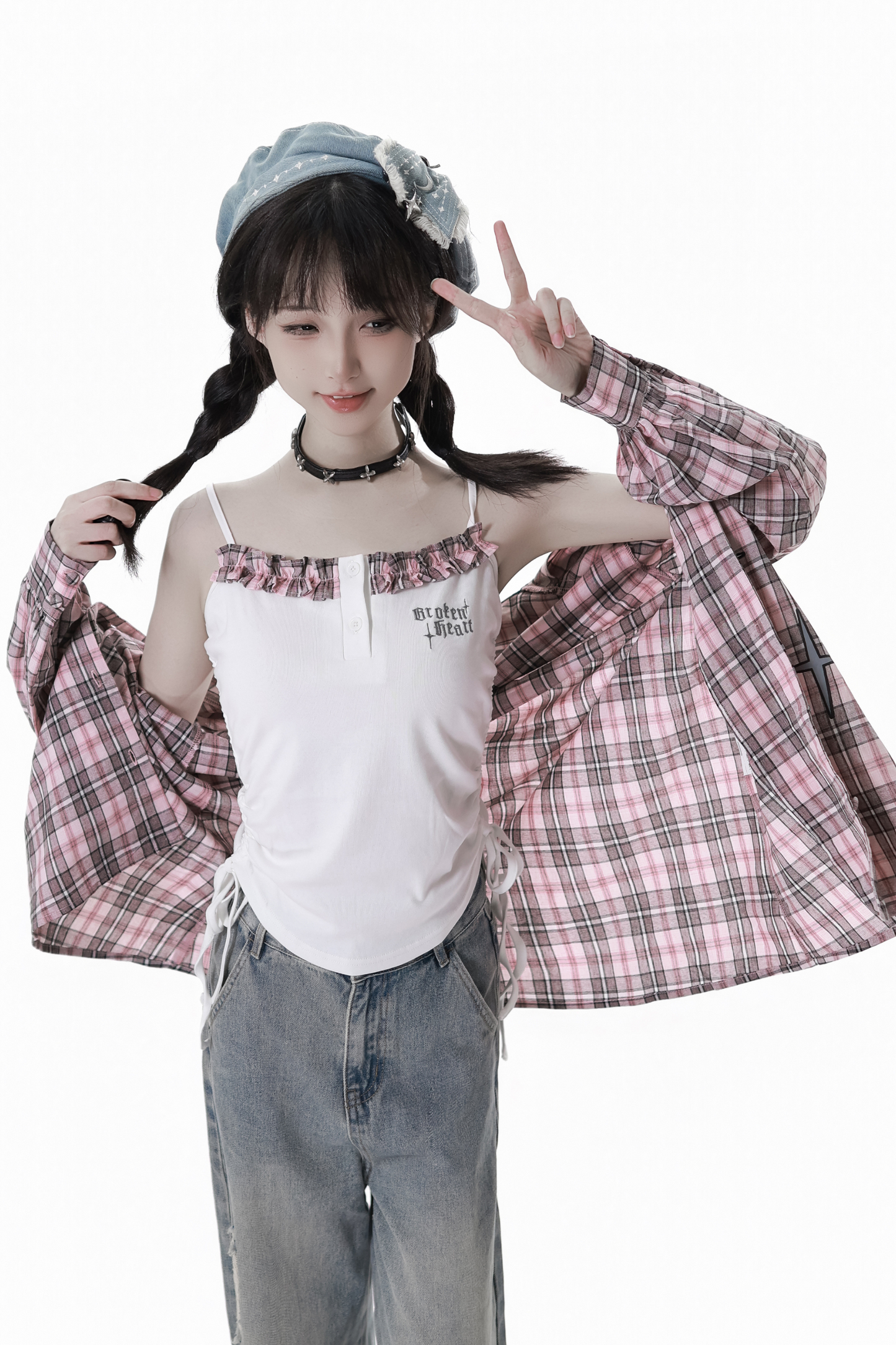 Check Loose Shirt + Tank Top