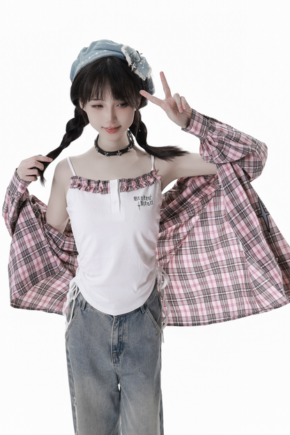 Check Loose Shirt + Tank Top