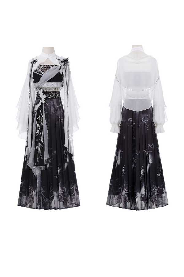 レトロダークチャイナスカート＋キャミソール＋シアーコート