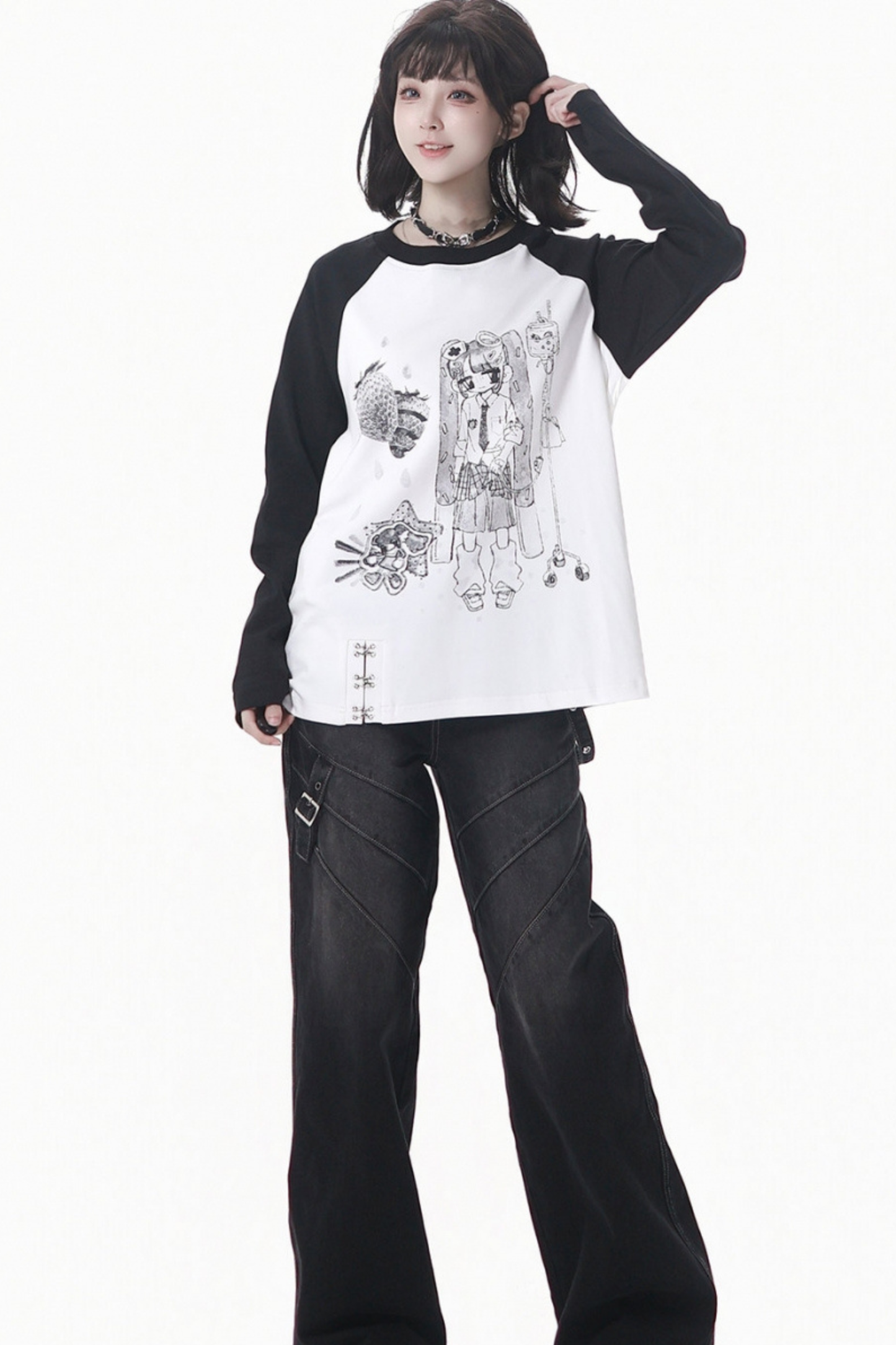 Patchwork Raglan Sleeve Top