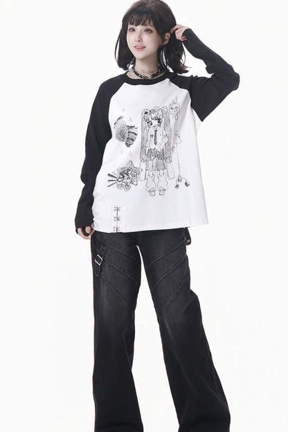 Patchwork Raglan Sleeve Top