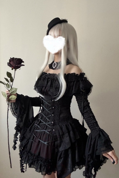 [Deadline for reservations: December 26th] witch's condition Gothic Lolita Off-Shoulder Top + Skirt + Full Set
