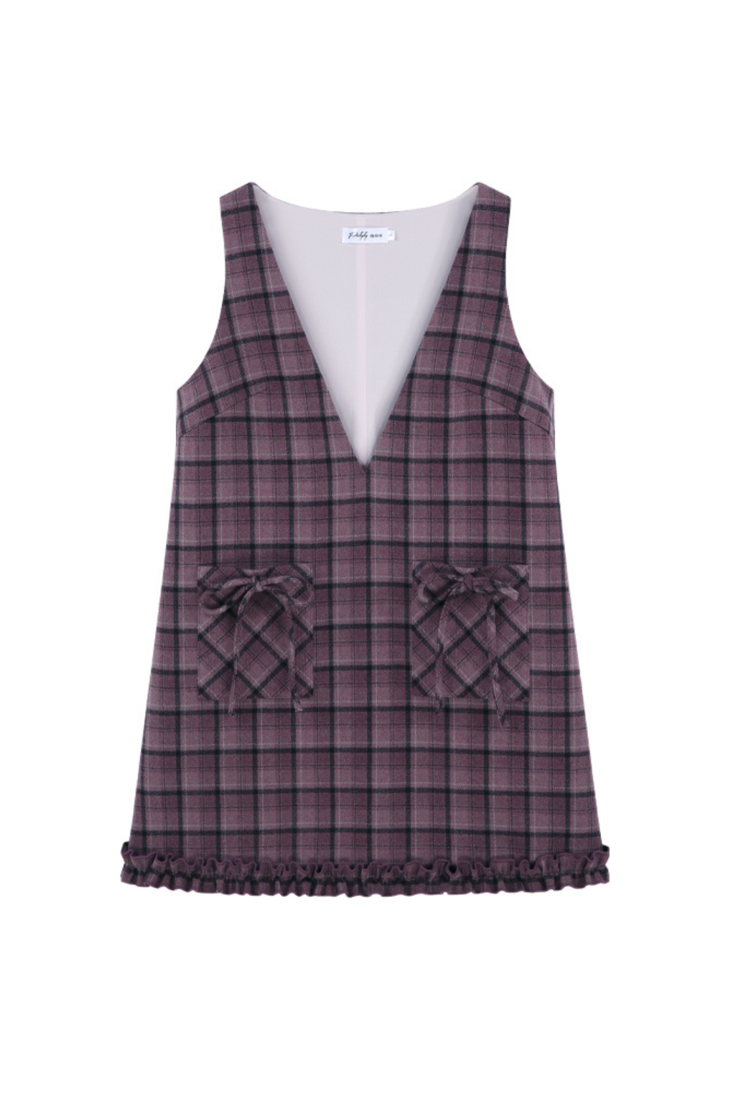 パープルプレイドラッフルドレス+トップス