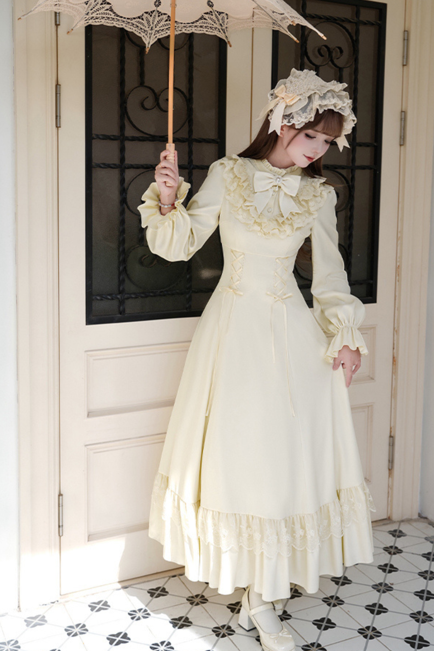 Elegant Dress + Shawl + Ribbon + Headdress