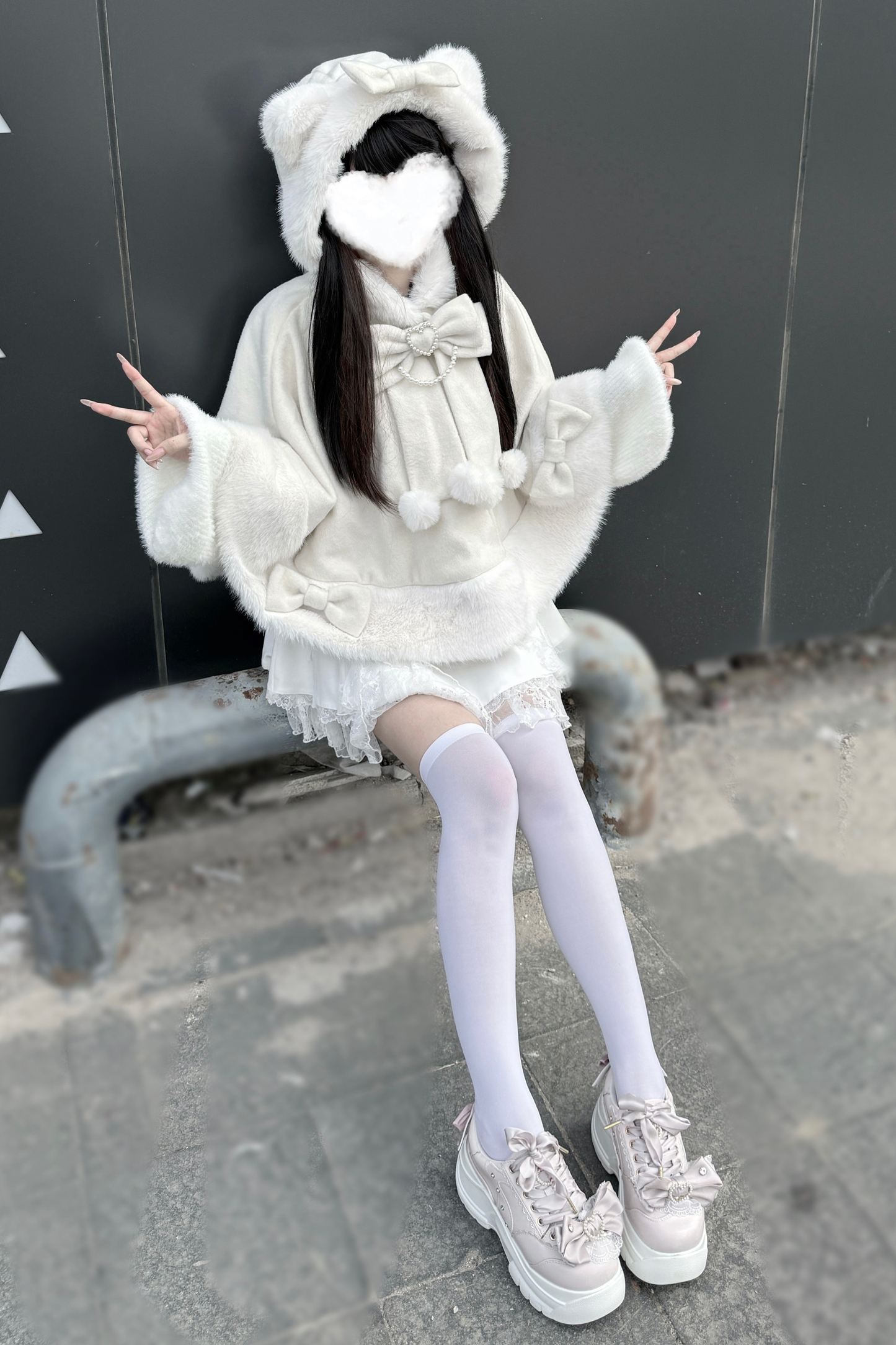 猫耳スノーケープ