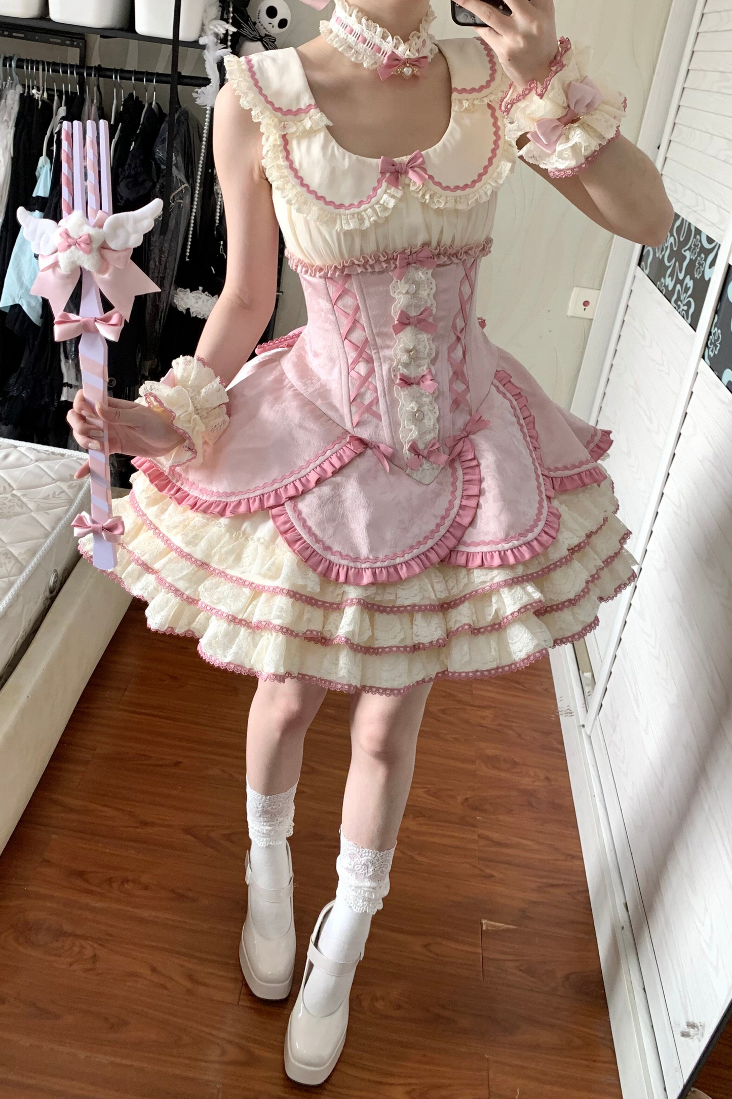 Magical Girl Lolita Dress + Bonnet + Pendant + Sleeves