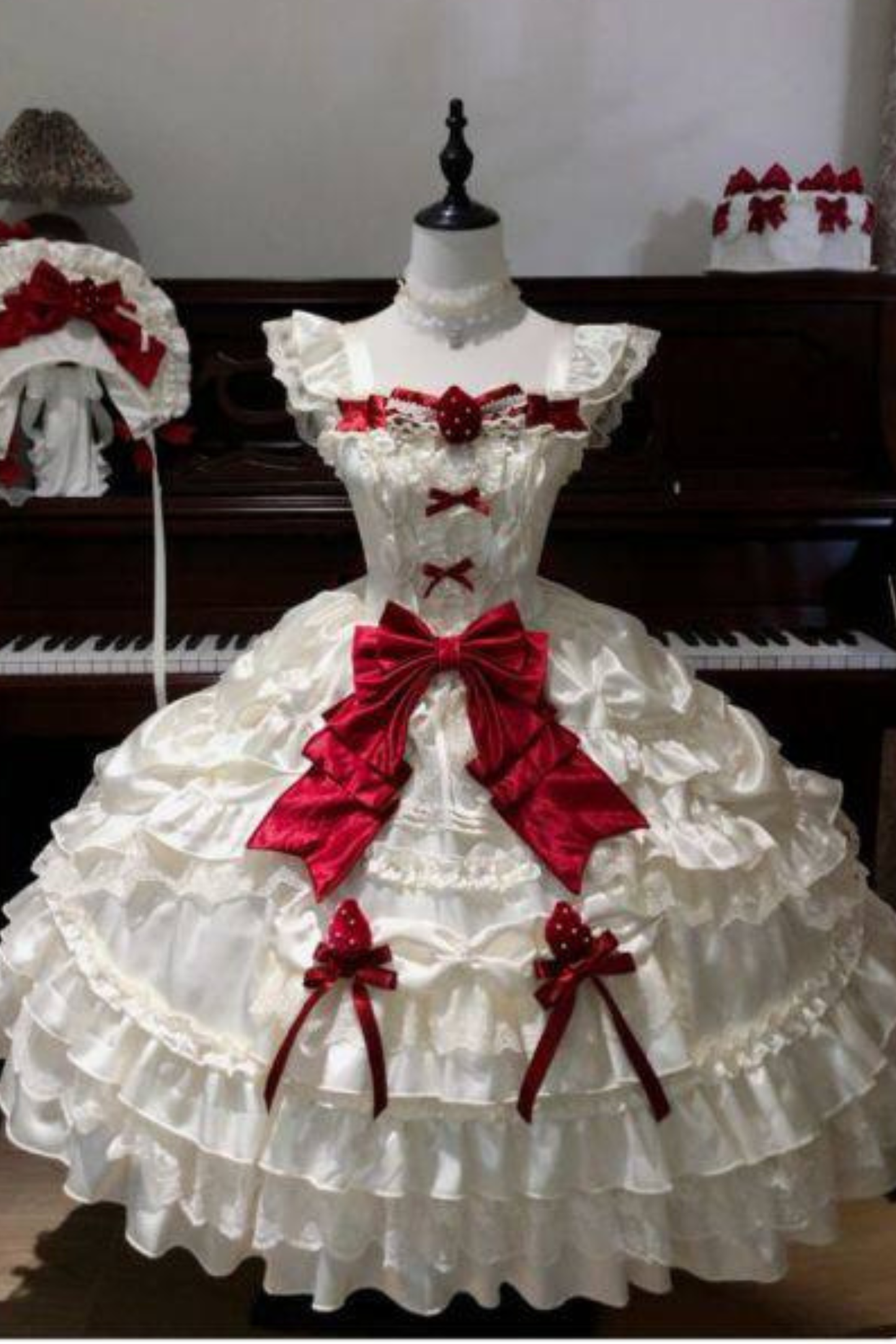 스위트 퓨어 로리타 드레스 + 꼬리 + 리본